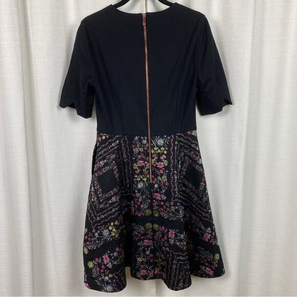 Ted Baker London Black Unity Floral Brocade Mooris A Line Dress Sz.2(US 4-6) - Picture 10 of 16